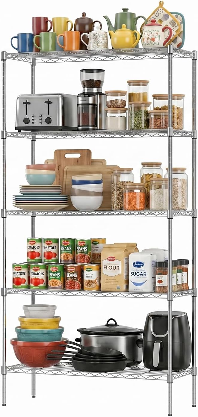 5-Tier Wire Shelf | 36" x 14" x 72" | Chrome