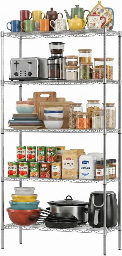 5-Tier Wire Shelf | 36" x 14" x 72" | Chrome