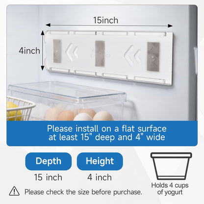 Yogurt Organizer for Fridge, White | Holds 4 Yogurts with a 3.75 in Diameter, Comes with Double-sided Adhesive, Space Saving & Mess Free, Food Grade ABS Material