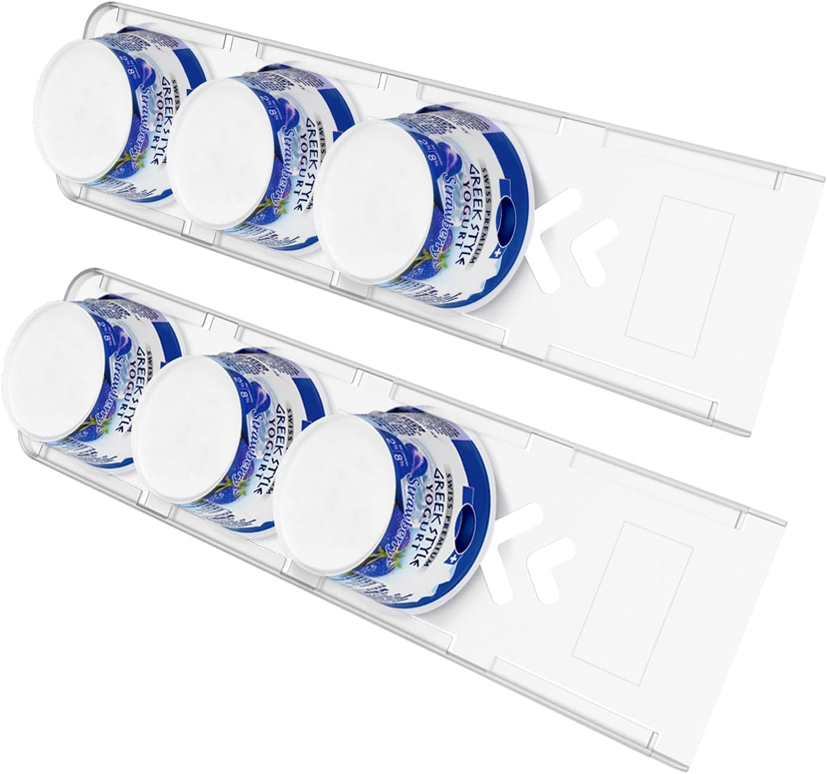 Yogurt Organizer for Fridge, White | Holds 4 Yogurts with a 3.75 in Diameter, Comes with Double-sided Adhesive, Space Saving & Mess Free, Food Grade ABS Material