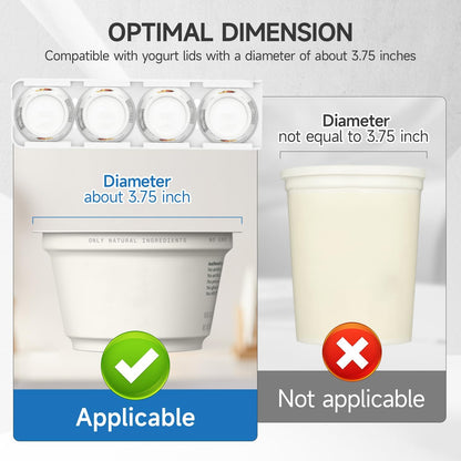Yogurt Organizer for Fridge, White | Holds 4 Yogurts with a 3.75 in Diameter, Comes with Double-sided Adhesive, Space Saving & Mess Free, Food Grade ABS Material