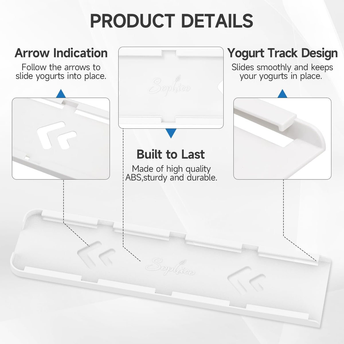 Yogurt Organizer for Fridge, White | Holds 4 Yogurts with a 3.75 in Diameter, Comes with Double-sided Adhesive, Space Saving & Mess Free, Food Grade ABS Material