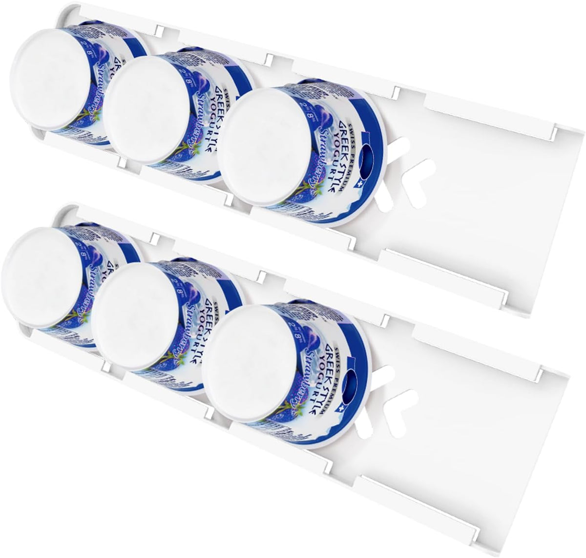 Yogurt Organizer for Fridge, White | Holds 4 Yogurts with a 3.75 in Diameter, Comes with Double-sided Adhesive, Space Saving & Mess Free, Food Grade ABS Material