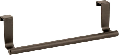 Metal Over Kitchen Cabinet Door Towel Bar Holder for Hand, Dish, and Tea Towel Rack - Over the Door Towel Bar - Hang on Inside or Outside of Doors - Kitchen Organizer - Omni Collection - Satin