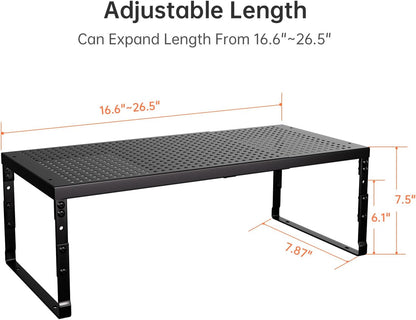 Expandable Adjustable Stackable Kitchen Organizer,Pantry Storage Shelves Racks,for cabinets Shelf, Kitchens, countertops, bathrooms,RV(Black,Medium)