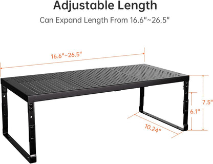 Expandable Adjustable Stackable Kitchen Organizer,Pantry Storage Shelves Racks,for cabinets Shelf, Kitchens, countertops, bathrooms,RV(Black,Medium)