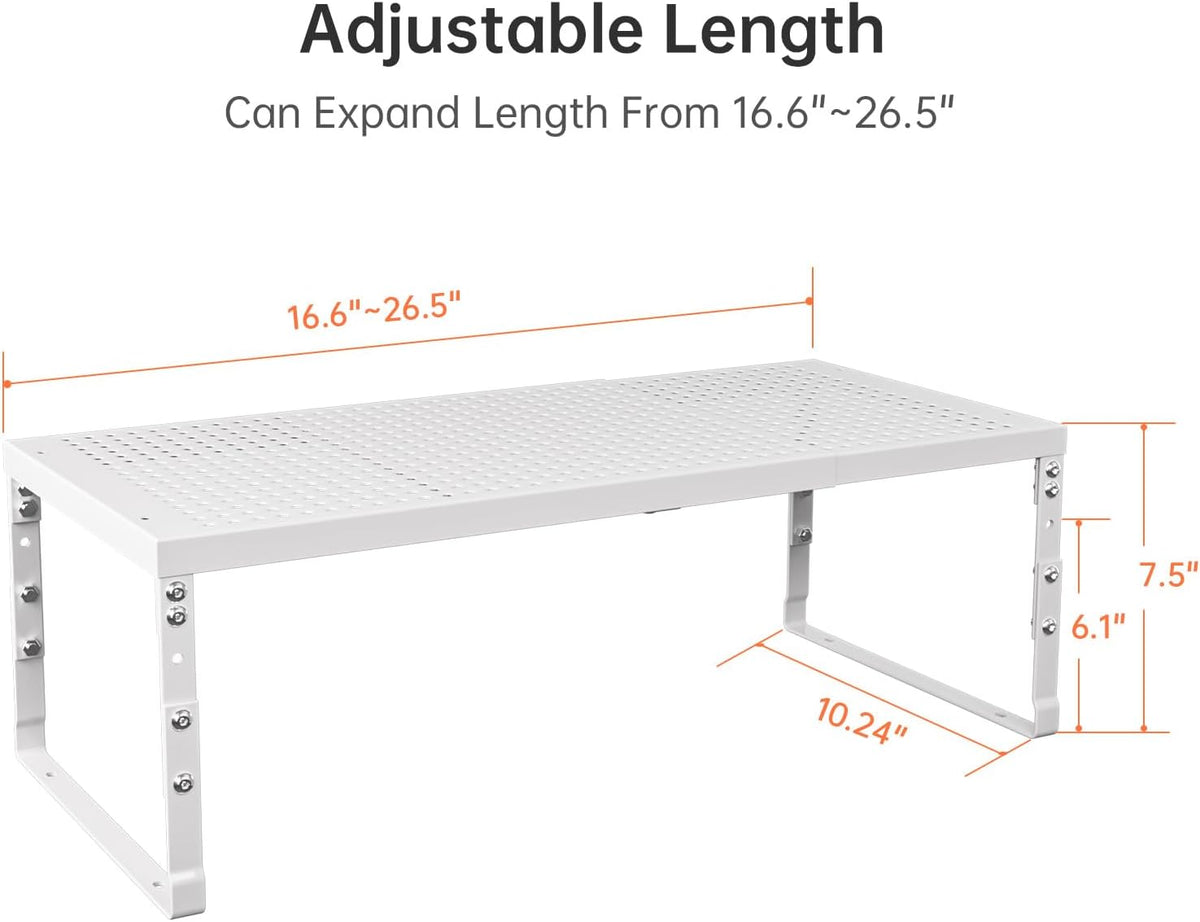 Expandable Adjustable Stackable Kitchen Organizer,Pantry Storage Shelves Racks,for cabinets Shelf, Kitchens, countertops, bathrooms,RV(Black,Medium)