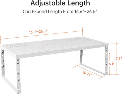 Expandable Adjustable Stackable Kitchen Organizer,Pantry Storage Shelves Racks,for cabinets Shelf, Kitchens, countertops, bathrooms,RV(Black,Medium)