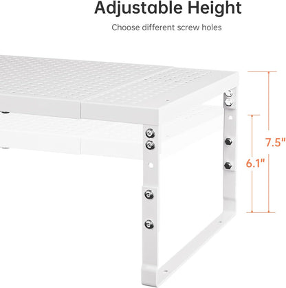 Expandable Adjustable Stackable Kitchen Organizer,Pantry Storage Shelves Racks,for cabinets Shelf, Kitchens, countertops, bathrooms,RV(Black,Medium)