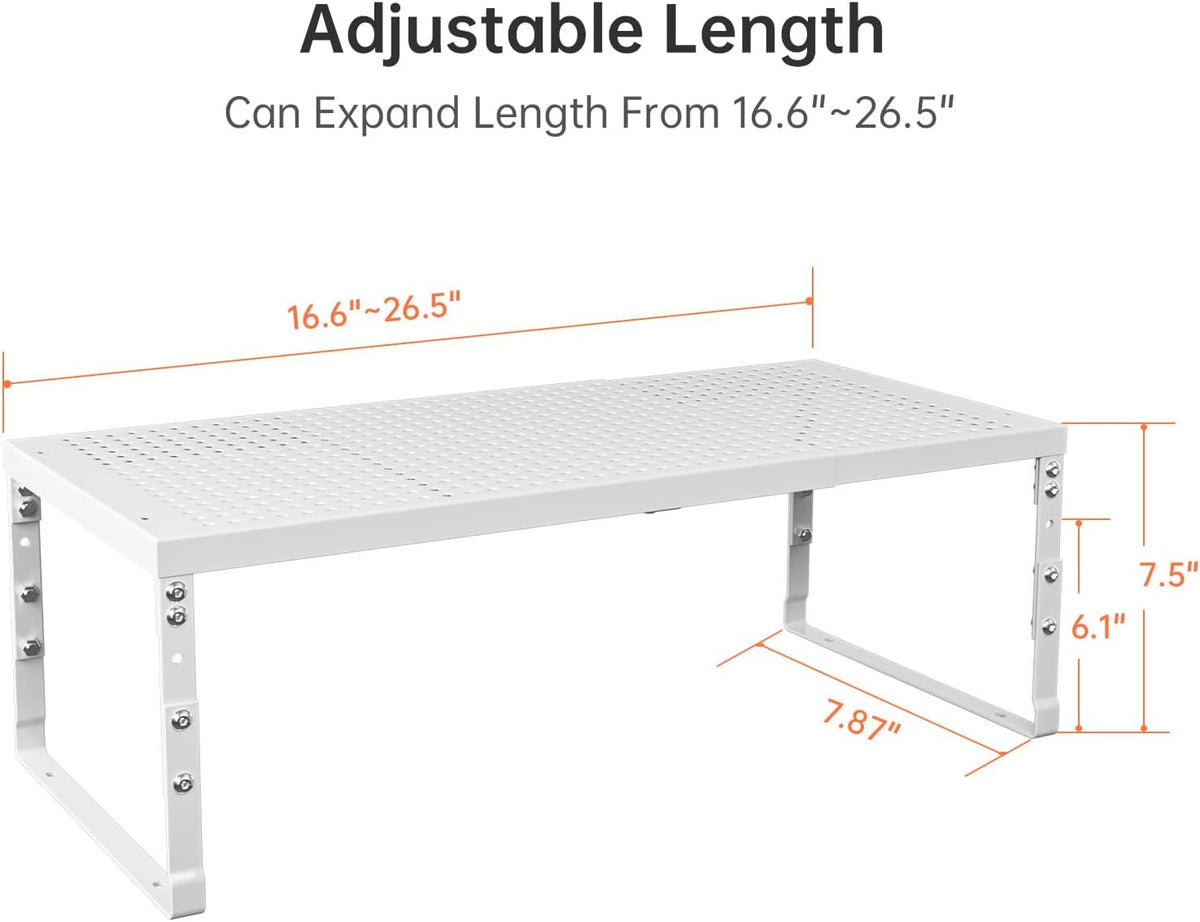 Expandable Adjustable Stackable Kitchen Organizer,Pantry Storage Shelves Racks,for cabinets Shelf, Kitchens, countertops, bathrooms,RV(Black,Medium)