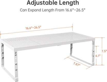 Expandable Adjustable Stackable Kitchen Organizer,Pantry Storage Shelves Racks,for cabinets Shelf, Kitchens, countertops, bathrooms,RV(Black,Medium)