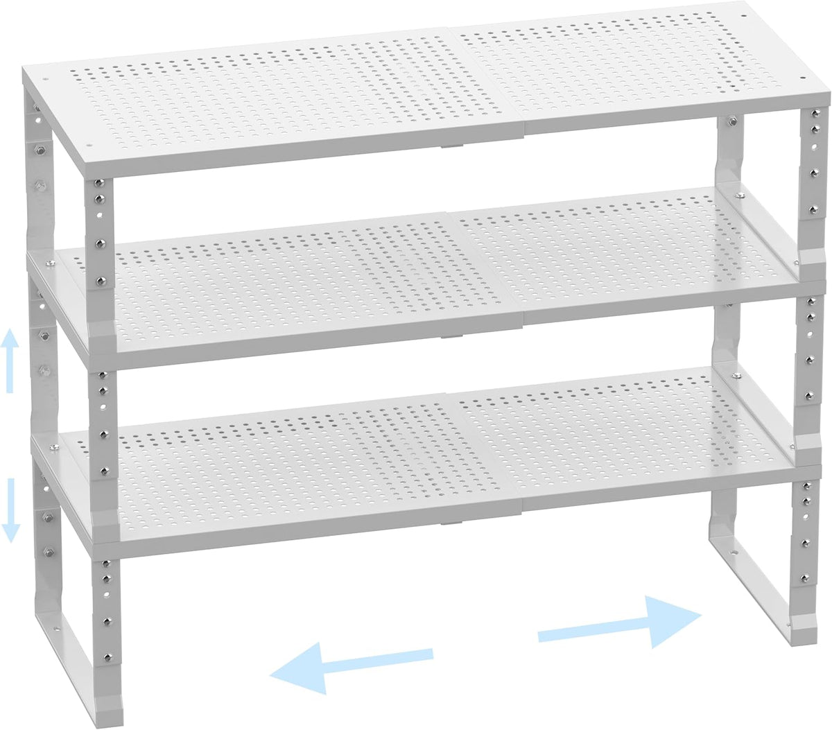 Expandable Adjustable Stackable Kitchen Organizer,Pantry Storage Shelves Racks,for cabinets Shelf, Kitchens, countertops, bathrooms,RV(Black,Medium)