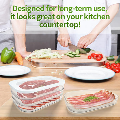 Deli Meat Container for Fridge, Stackable Bacon Lunch Container for Refrigerator, Meal Prep Containers with Serving Tongs, Food Storage Boxes with Lid for Cold Cuts Salami Lunch Meat, BPA Free