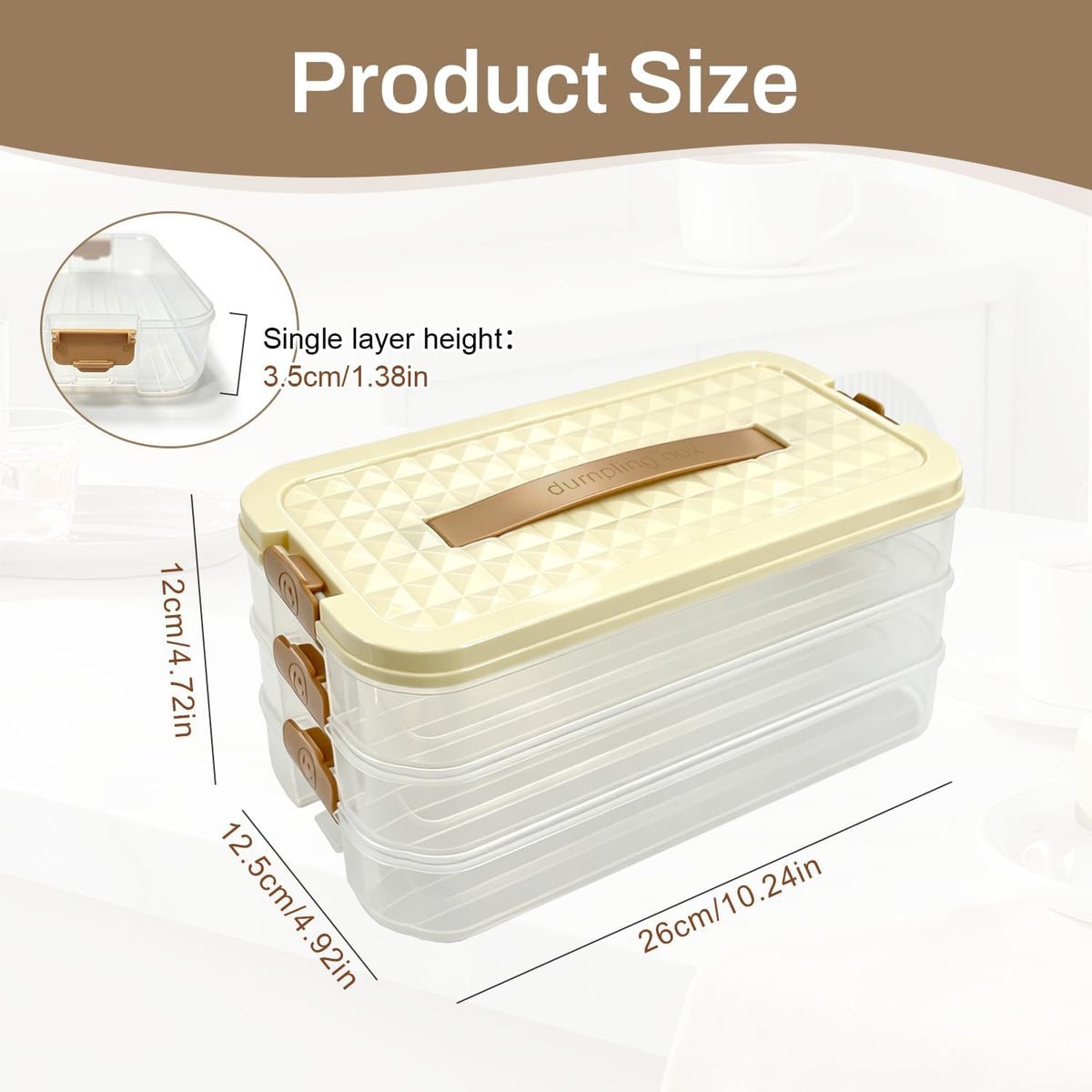 Deli Containers with Lids, 3-Tier Stackable Food Storage Boxes with Extendable Handles for Fridge - Perfect for Cold Cuts, Salami, Deli Meat, Lunch Meat, Dumplings (Off-white)