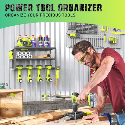 Power Tool Organizer Wall Mount with Charging Station,3 Layer,Black