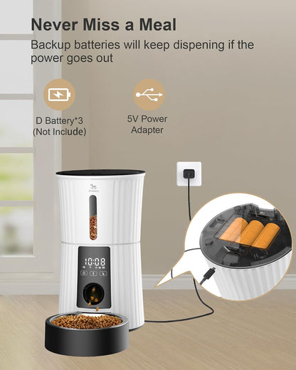 Timed Automatic Cat Feeder - 4L Dry Food Dispenser for Cats and Dogs