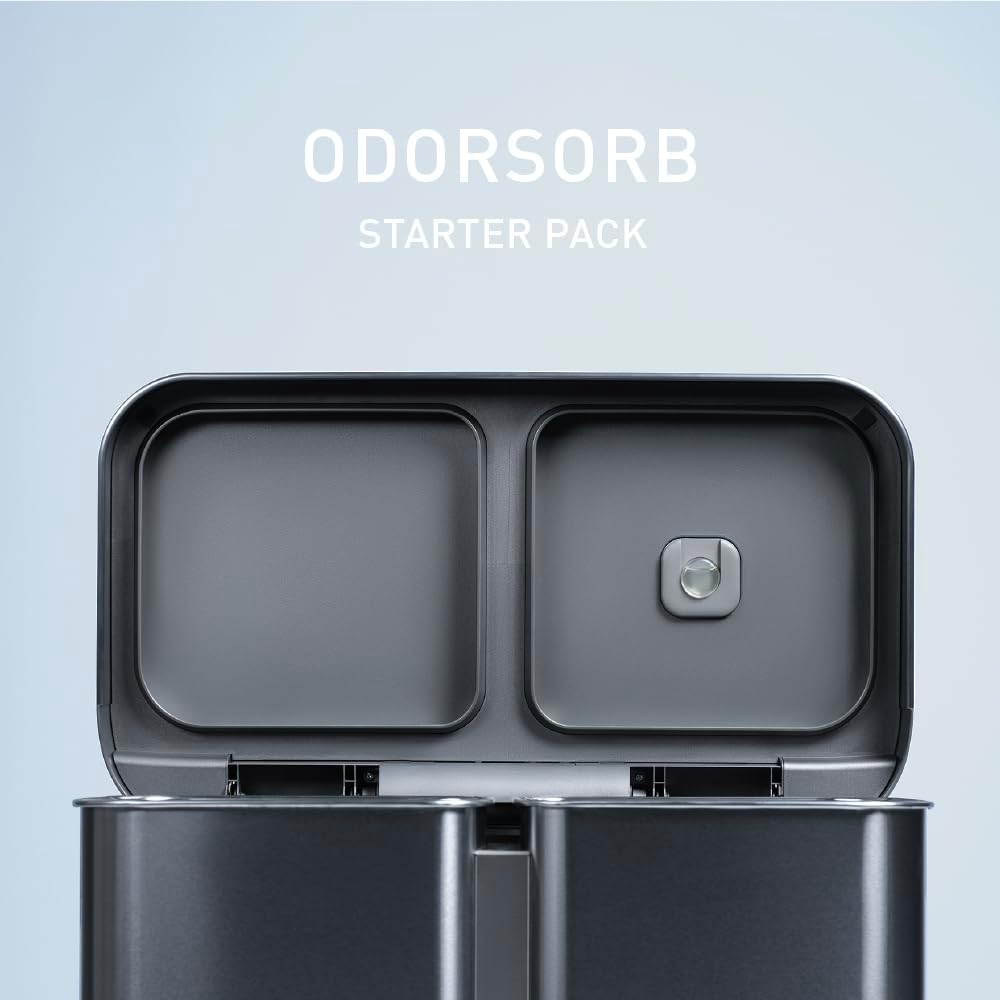 Odorsorb® Pod Starter Pack, Trash Can Odor Eliminator with Plant-Based Oils, 45-Day Continuous Odor Control, No Harsh Chemicals or Cover Scents, Includes Pod Holder and 2 Pods