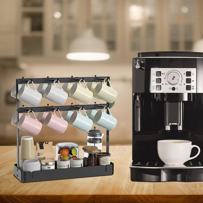 16 Hooks Coffee Mug Holder, Mug Tree Rack for Countertop