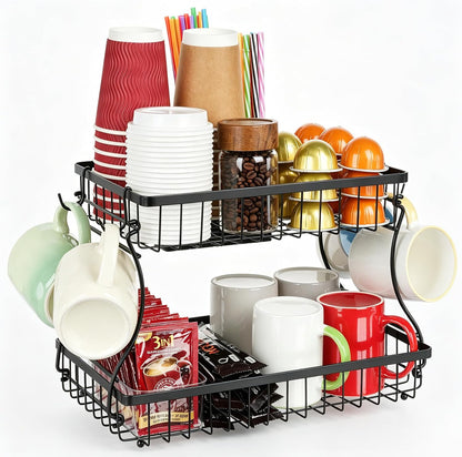 16 Hooks Coffee Mug Holder, Mug Tree Rack for Countertop