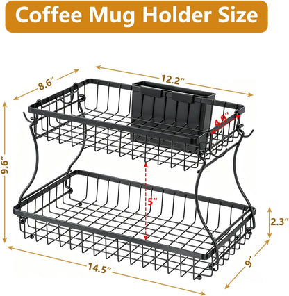 16 Hooks Coffee Mug Holder, Mug Tree Rack for Countertop