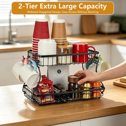 16 Hooks Coffee Mug Holder, Mug Tree Rack for Countertop