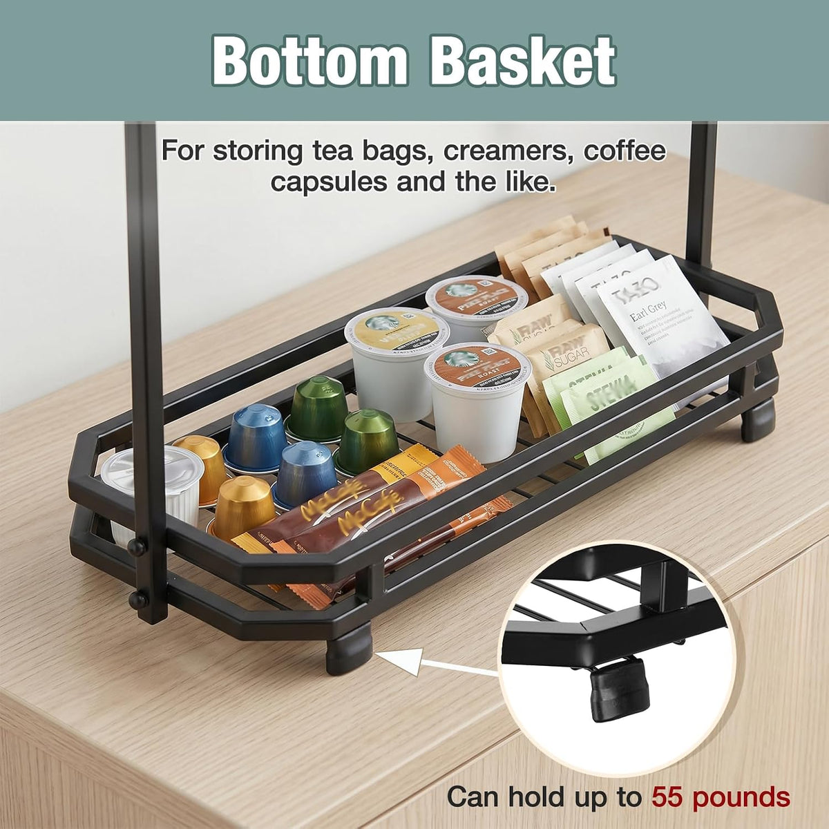 16 Hooks Coffee Mug Holder, Mug Tree Rack for Countertop