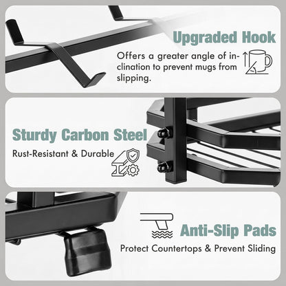 16 Hooks Coffee Mug Holder, Mug Tree Rack for Countertop