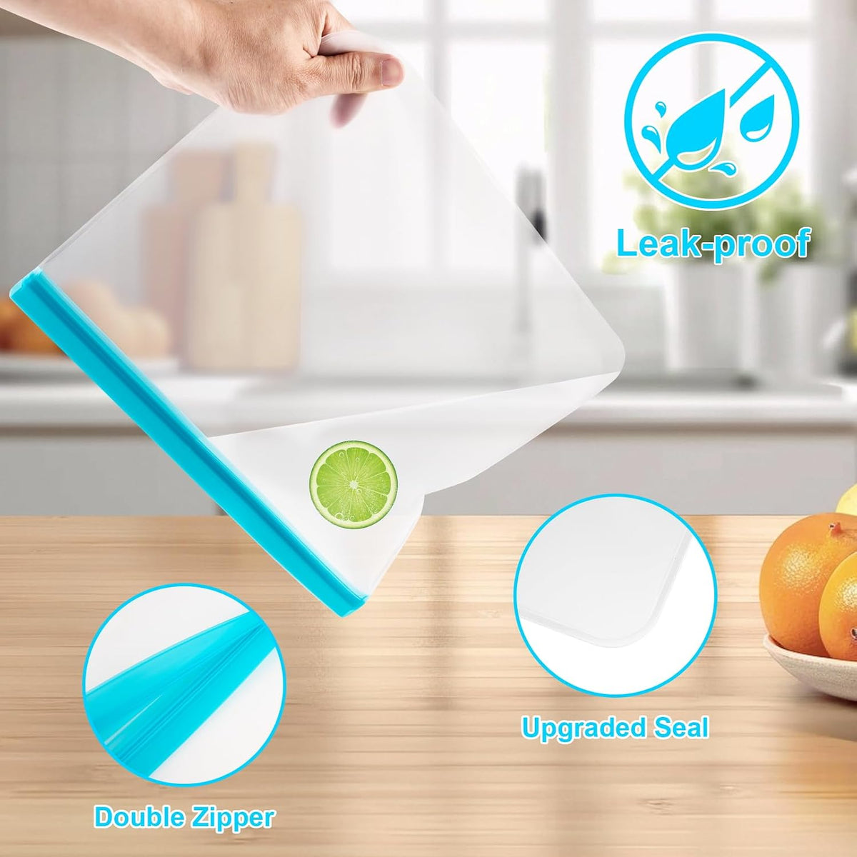 Reusable Freezer Bags Dishwasher Safe, Leakproof Food Storage Bags, Silicone Bags for Food Storage Home Organization (4 Reusable Snack Bags 4 Sandwich Bags 4 Gallon Freezer Bags)