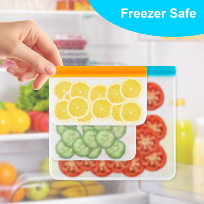 Reusable Freezer Bags Dishwasher Safe, Leakproof Food Storage Bags, Silicone Bags for Food Storage Home Organization (4 Reusable Snack Bags 4 Sandwich Bags 4 Gallon Freezer Bags)