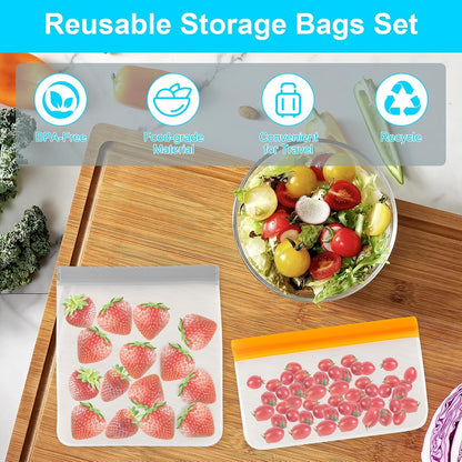 Reusable Freezer Bags Dishwasher Safe, Leakproof Food Storage Bags, Silicone Bags for Food Storage Home Organization (4 Reusable Snack Bags 4 Sandwich Bags 4 Gallon Freezer Bags)