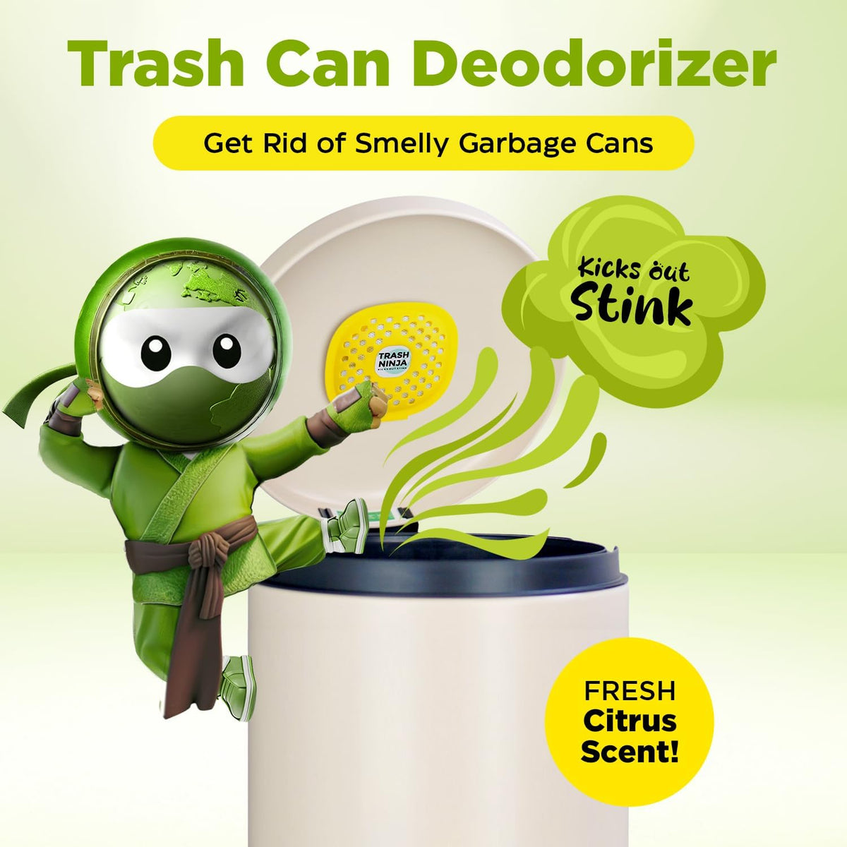 Trash Ninja Trash Odor Eliminator, Long-Lasting Citrus Scent Deodorizer