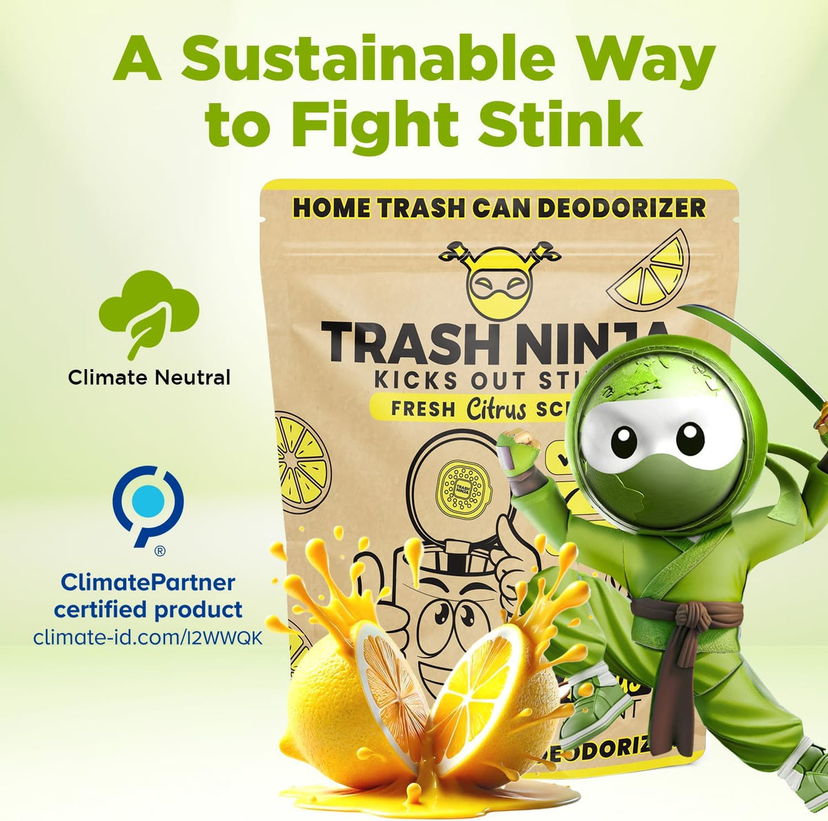 Trash Ninja Trash Odor Eliminator, Long-Lasting Citrus Scent Deodorizer