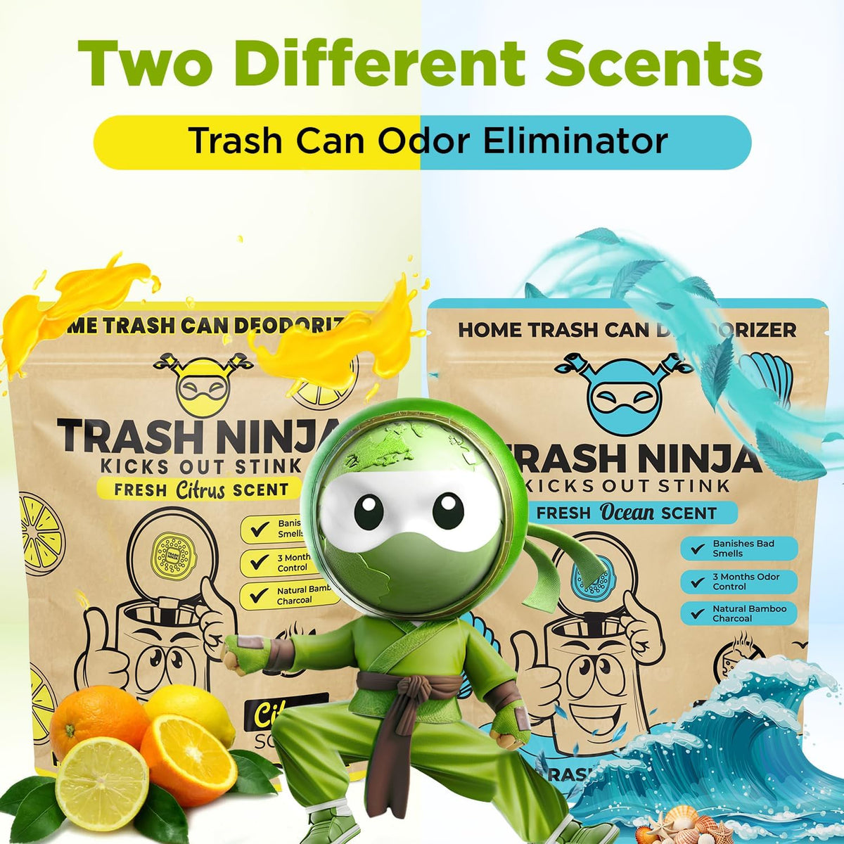 Trash Ninja Trash Odor Eliminator, Long-Lasting Citrus Scent Deodorizer