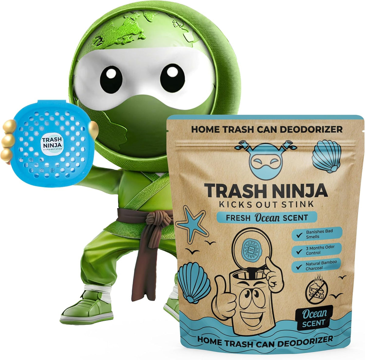 Trash Ninja Trash Odor Eliminator, Long-Lasting Citrus Scent Deodorizer