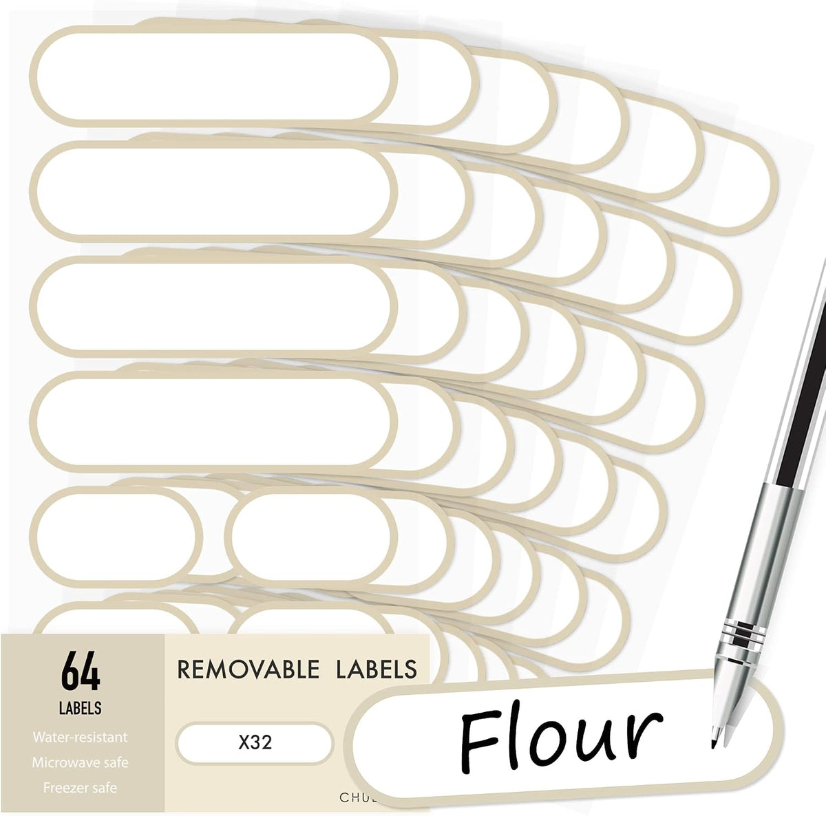 Removable Expiration Date Labels for Food Containers, Waterproof Food Storage Labels for Deli Containers, Best By Pantry Label, Freezer Refrigerator Label, Write On Kitchen Organization Label