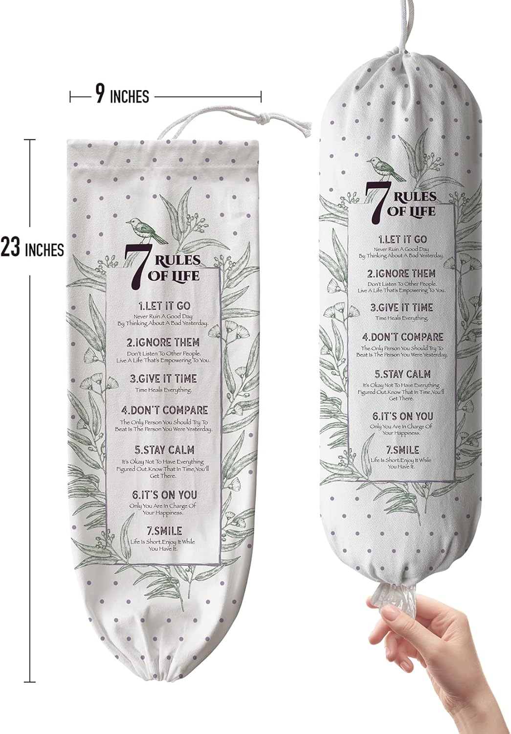 Grocery Bag Holder Storage,Eucalyptus Leaves Plastic Bags Organizer,Farmhouse Sweet Home Kitchen Decor