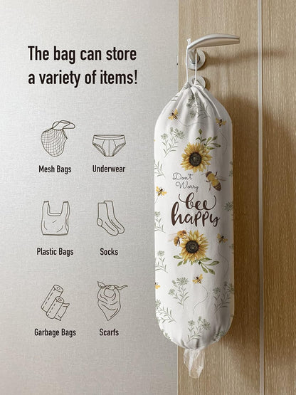 Grocery Bag Holder Storage,Eucalyptus Leaves Plastic Bags Organizer,Farmhouse Sweet Home Kitchen Decor