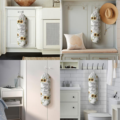 Grocery Bag Holder Storage,Eucalyptus Leaves Plastic Bags Organizer,Farmhouse Sweet Home Kitchen Decor