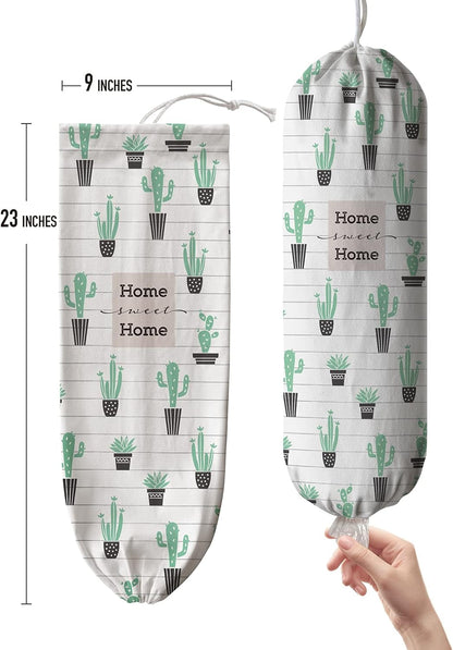 Grocery Bag Holder Storage,Eucalyptus Leaves Plastic Bags Organizer,Farmhouse Sweet Home Kitchen Decor