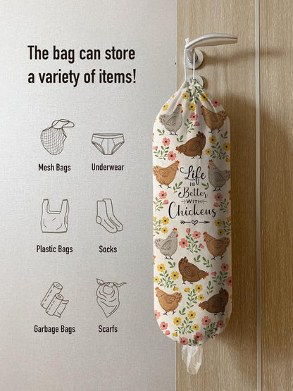 Grocery Bag Holder Storage,Eucalyptus Leaves Plastic Bags Organizer,Farmhouse Sweet Home Kitchen Decor