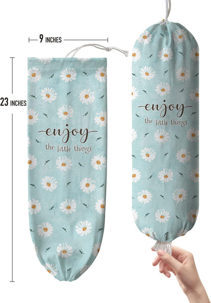 Grocery Bag Holder Storage,Eucalyptus Leaves Plastic Bags Organizer,Farmhouse Sweet Home Kitchen Decor