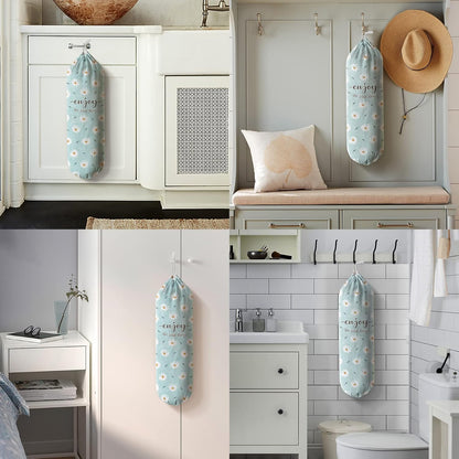 Grocery Bag Holder Storage,Eucalyptus Leaves Plastic Bags Organizer,Farmhouse Sweet Home Kitchen Decor