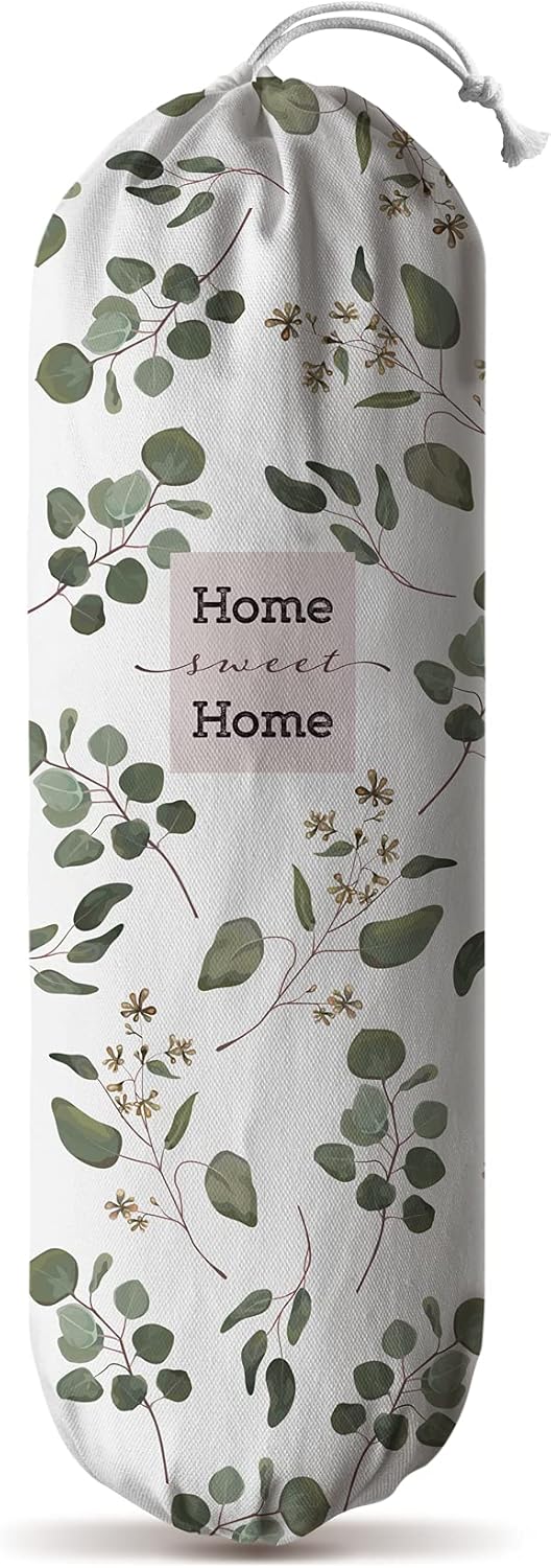 Grocery Bag Holder Storage,Eucalyptus Leaves Plastic Bags Organizer,Farmhouse Sweet Home Kitchen Decor