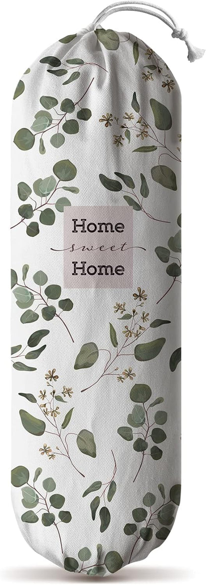 Grocery Bag Holder Storage,Eucalyptus Leaves Plastic Bags Organizer,Farmhouse Sweet Home Kitchen Decor