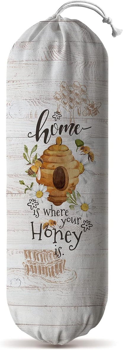 Grocery Bag Holder Storage,Eucalyptus Leaves Plastic Bags Organizer,Farmhouse Sweet Home Kitchen Decor