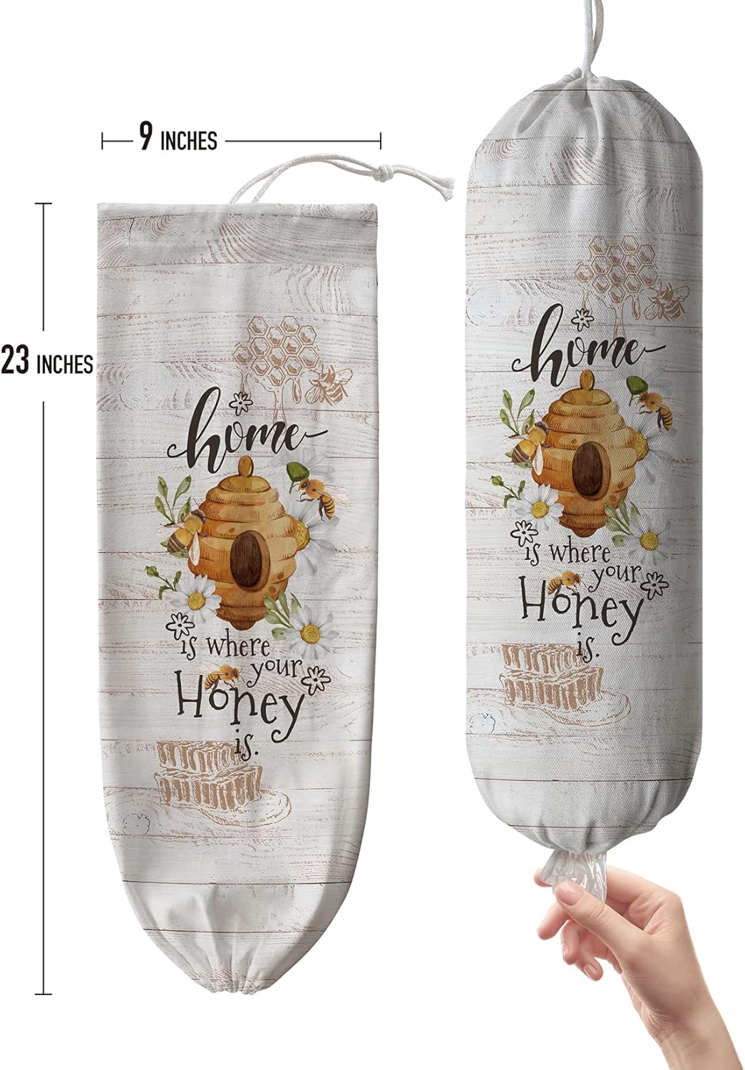 Grocery Bag Holder Storage,Eucalyptus Leaves Plastic Bags Organizer,Farmhouse Sweet Home Kitchen Decor
