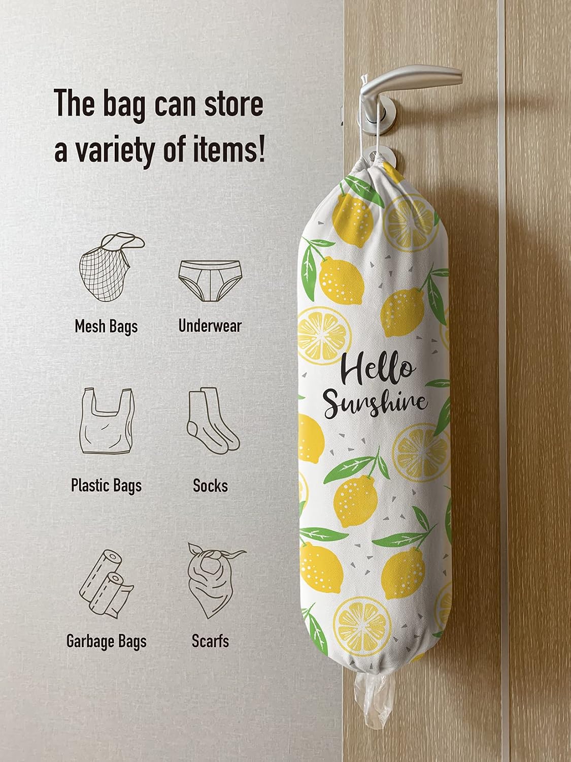 Grocery Bag Holder Storage,Eucalyptus Leaves Plastic Bags Organizer,Farmhouse Sweet Home Kitchen Decor