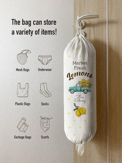 Grocery Bag Holder Storage,Eucalyptus Leaves Plastic Bags Organizer,Farmhouse Sweet Home Kitchen Decor