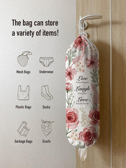 Grocery Bag Holder Storage,Eucalyptus Leaves Plastic Bags Organizer,Farmhouse Sweet Home Kitchen Decor