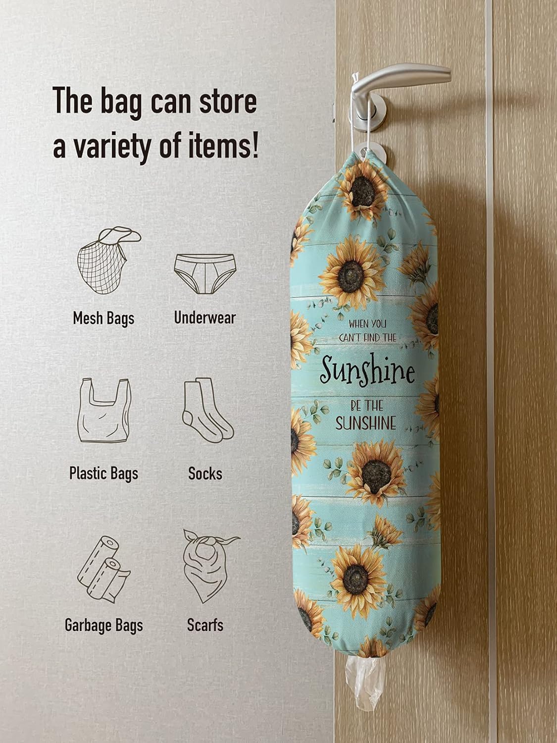 Grocery Bag Holder Storage,Eucalyptus Leaves Plastic Bags Organizer,Farmhouse Sweet Home Kitchen Decor